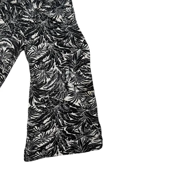 Womens M Black White Tropical Print Wide Leg Palazzo Pants Pull On Beach Resort - Image 6
