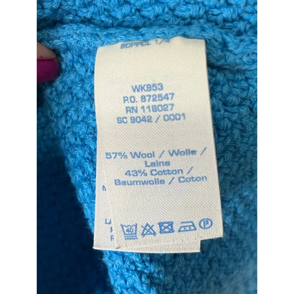 Boden Women’s Size 2 Blue Wool Cotton Textured Knit Mock Neck Sweater Top - Image 6