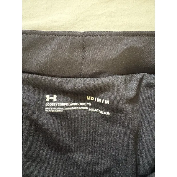 Under Armour Womens Size M Shorts HeatGear Black Running Loose Fit Lined Stretch - Image 5