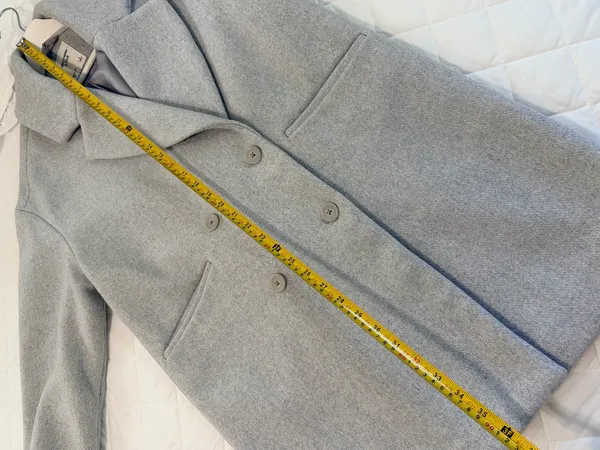 Abercrombie & Fitch Gray Double Breasted Coat S Old Money Quiet Luxury Preppy - Image 8