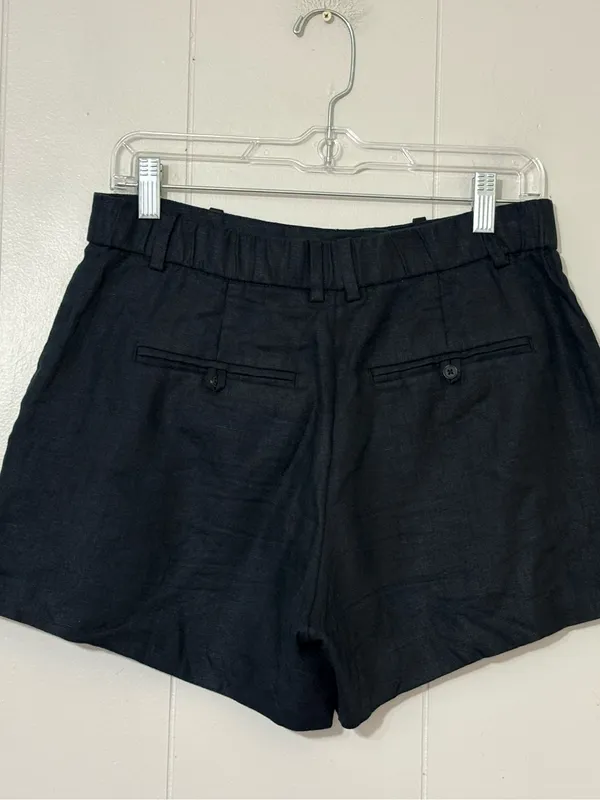 Abercrombie & Fitch A&F Linen Collection High Rise Tailored Shorts Black 27 - Image 4