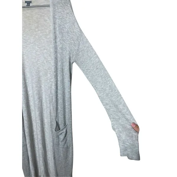 Aerie Gray Long Line Open‎ Front Cardigan Size M - Image 8