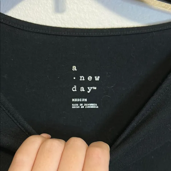 A New Day Black Puff Sleeve Crop Blouse - Image 5