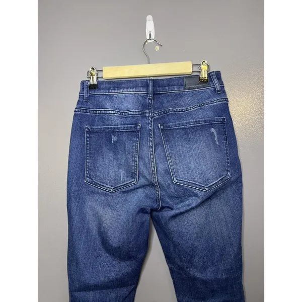 Express Denim Perfect Ankle High Rise Jeans Womens 6R Med Wash Distressed Denim - Image 5
