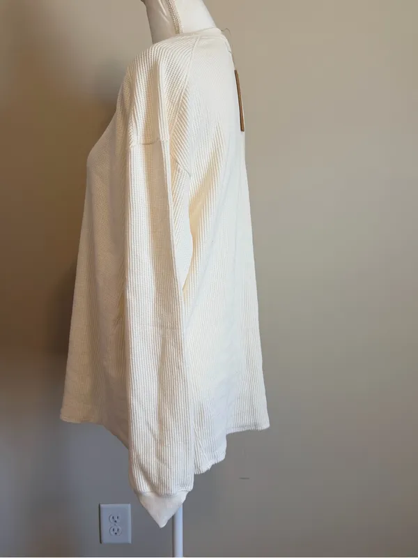 NWT Skims Heavy waffle oversized long sleeve crew neck in ivory size small - Image 5