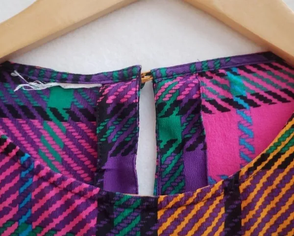 1980's vintage silk blouse w shoulder pads - Image 2