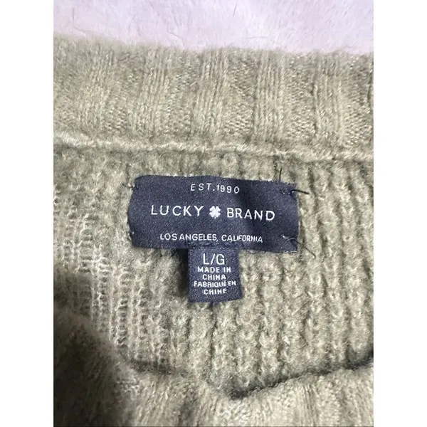 Lucky Brand Crew Neck Pullover Sweater Women’s Size Large Green Camouflage - Image 4