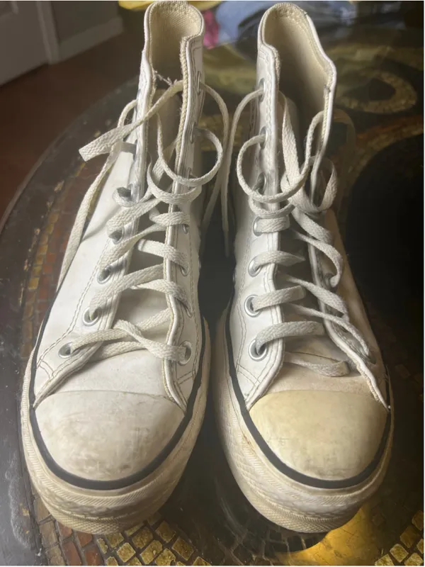 Converse Chuck Taylor All Star Leather Platform High Top Sneakers White Women’s - Image 2