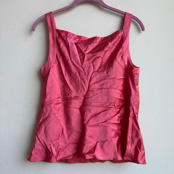Vintage Silk Cowl Drape Neck Camisole Y2K Tank Pink Office Wear Size 6 Small - Image 4
