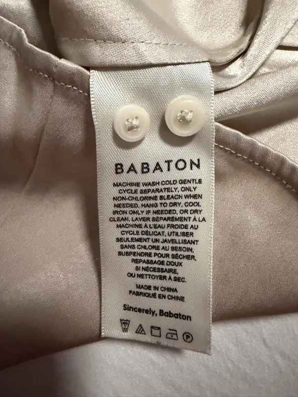 Babaton Women’s Long-Sleeve Satin Button-Up Shirt — Light Cream - Image 8