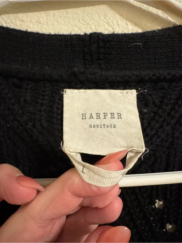 Harper Black Open-Front Knit Cardigan - Image 2