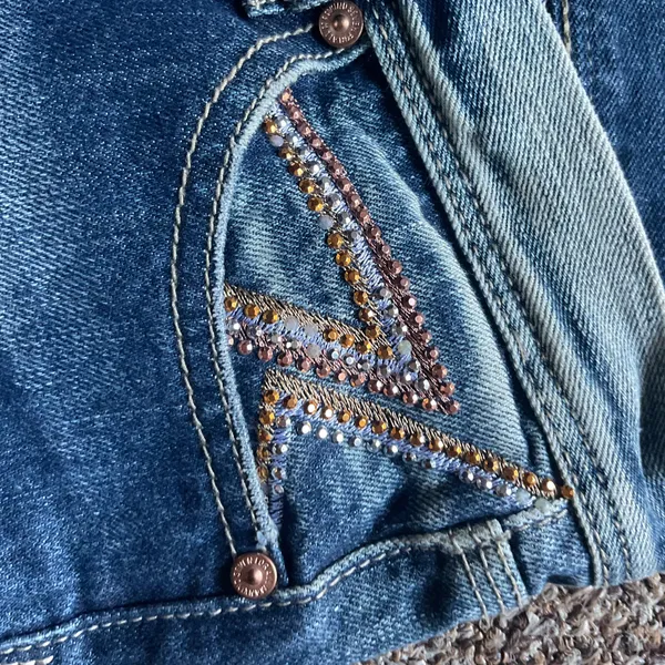 Vintage Y2K 7 For All Mankind Dojo Jeans Size 29 Bootcut Rhinestone USA Made - Image 4