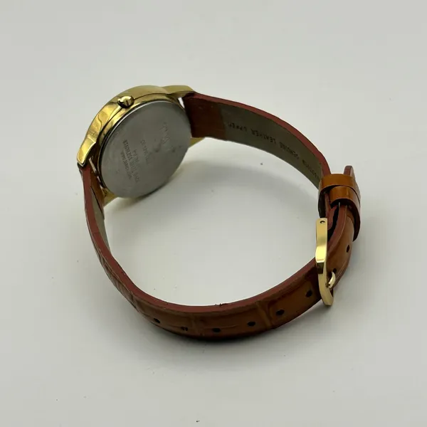 Timex Easy Reader Gold-tone Textured Brown Leather Women’s Watch Working - Image 5
