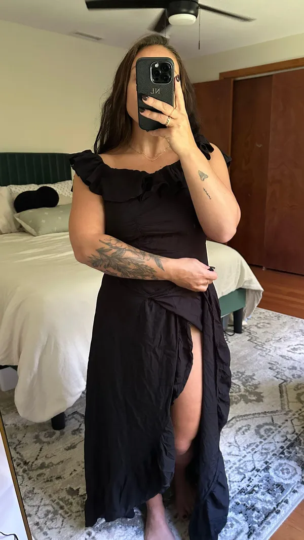 Black Off The Shoulder High Low Dress - Image 3