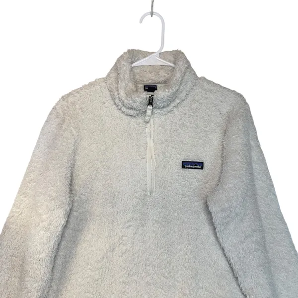Patagonia Women's Fuzzy Fleece Pullover Sweatshirt White Gray‎ Size L - Image 3