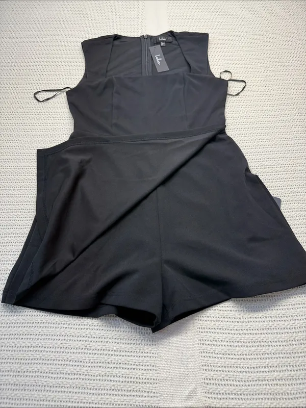 Lulu's Black Enticing Endeavors Black Square Neck Sleeveless Mini Skort Dress - Image 4