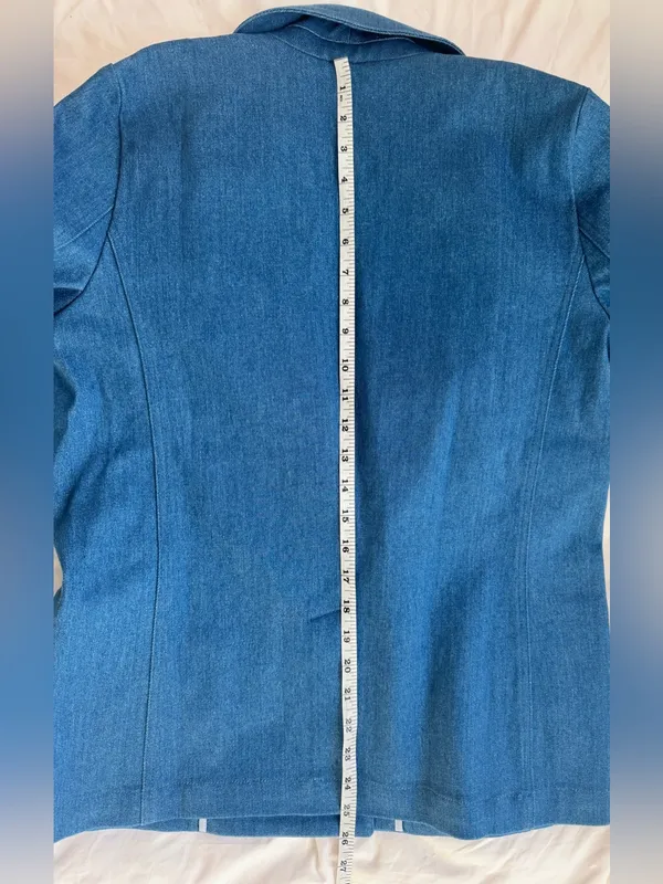 Sezane Christie Denim Blazer Baby Blue Double Breasted Jacket NWT US 4 FR 36 - Image 12