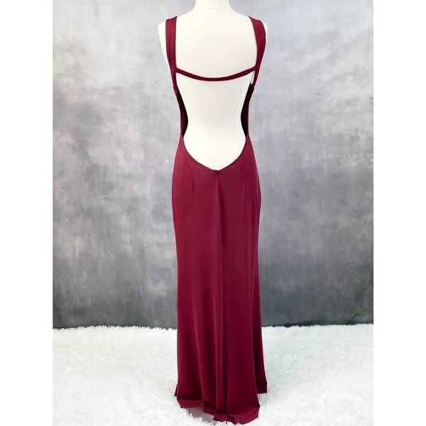 Lulus Deep Red‎ Maxi Dress Womens Medium Open Back Prom Valentines Gala Holiday - Image 4