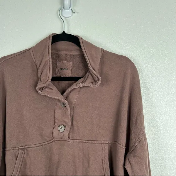 Aerie Mock Neck Cropped Pullover Brown Sz XS‎ - Image 3