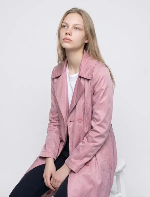 Pink Stylish DKNY Fitted Trench Coat XS - Image 2