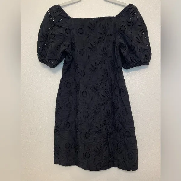 Free people‎ Daniella Eyelet Elegant Black Lace Mini Dress Size 2 - Image 9