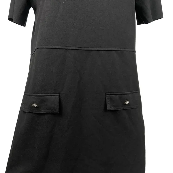 Zara Black Faux Suede Round Neck Short Sleeve Casual Mini T-Shirt Dress Size M - Image 15