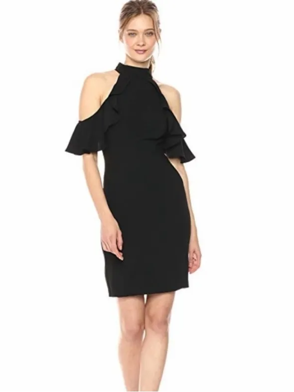 NWT Amanda Uprichard Haven Open Shoulder Ruffle Dress In Black Size S - Image 2