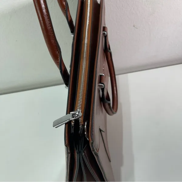 CLUCI Briefcase Work Bag Purse Brwn Shoulder Vegan Leather Laptop Padded Pocket - Image 12