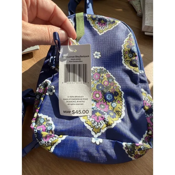 Vera Bradley Small Lorman‎ Sling Bag Blue Floral Cottagecore New NWT - Image 2