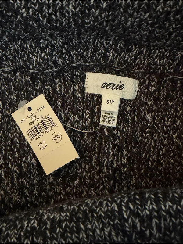 Aerie Sweater Pants Flare Gray Thick Knit Cozy Loungewear Soft & Stretchy Size S - Image 7