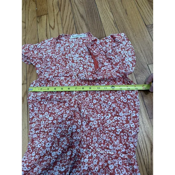 Abercrombie Orange Floral Wrap Mini Ruffle‎ Dress Size Small - Image 7
