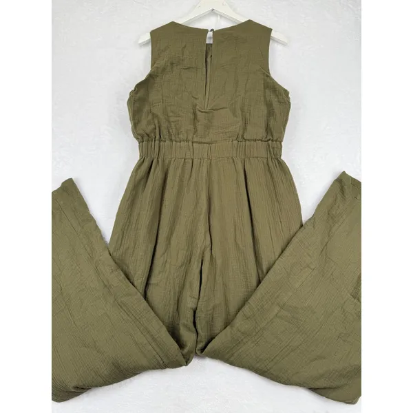 Petal + Pup‎ Womens Olive Green Gauze Wide Leg Sleeveless Jumpsuit Size L - Image 12