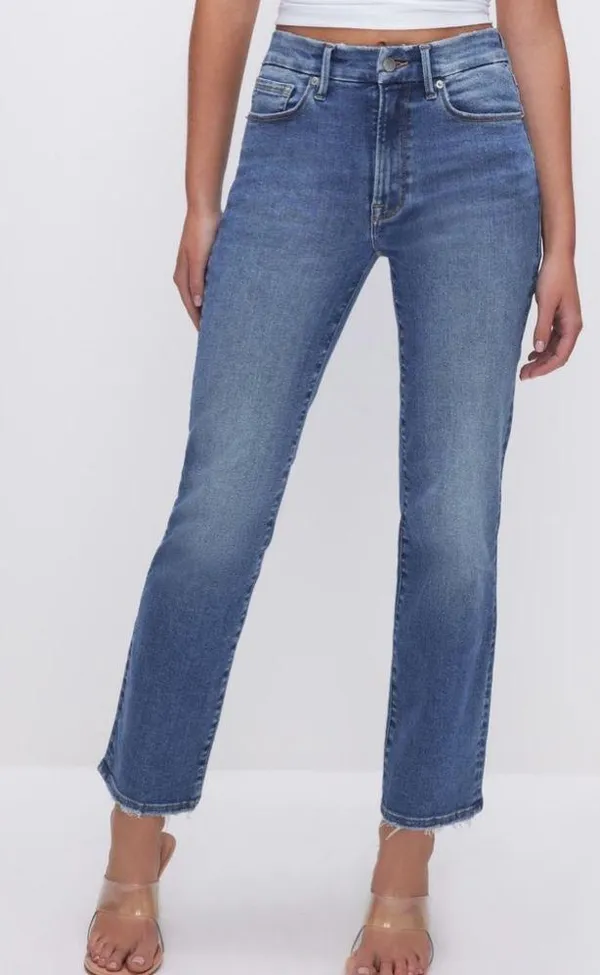 NWT Good American Good Legs Straight Jeans Blue Indigo478 Color High Rise Size 6 - Image 3
