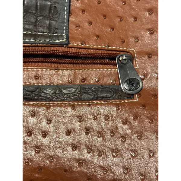 Western Ostrich Croc Embossed Studded Hobo Shoulder Bag Cognac Brown Horsebit‎ - Image 9