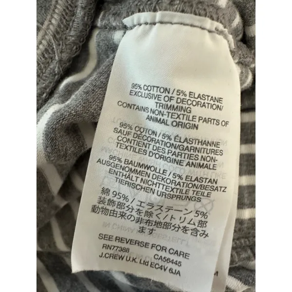 J.Crew Pajama Set Women L Gray Striped Long Sleeve Button Up Pants Loungewear - Image 8