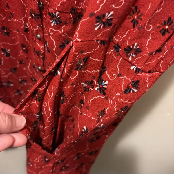 Free People Debby‎ Floral Romper Women medium Red Viscose Summer Bohemian - Image 7