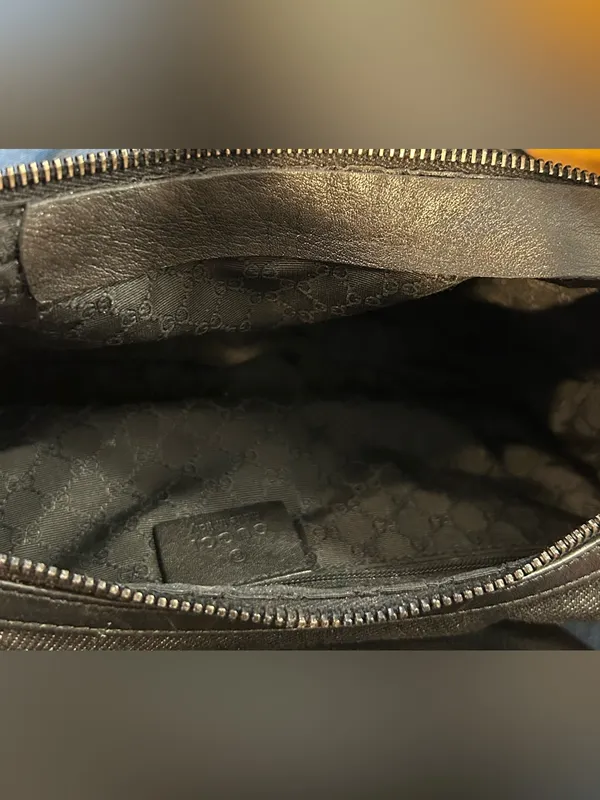 Gucci Vintage Y2K Black Denim Web Stripe Shoulder Hobo Bag Zip Top Silver Hardwa - Image 13