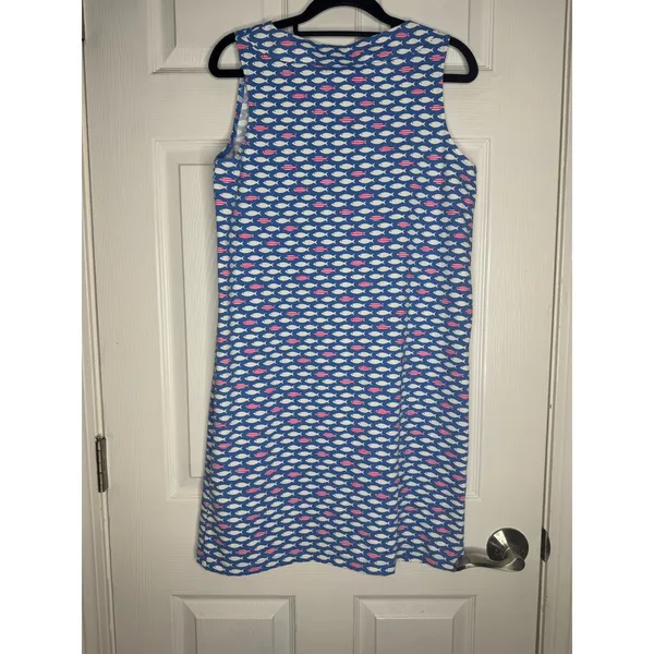 Sailor Sailor‎ Lucille Fish Print Dress Size M Blue White Pink Fish Nautical - Image 2