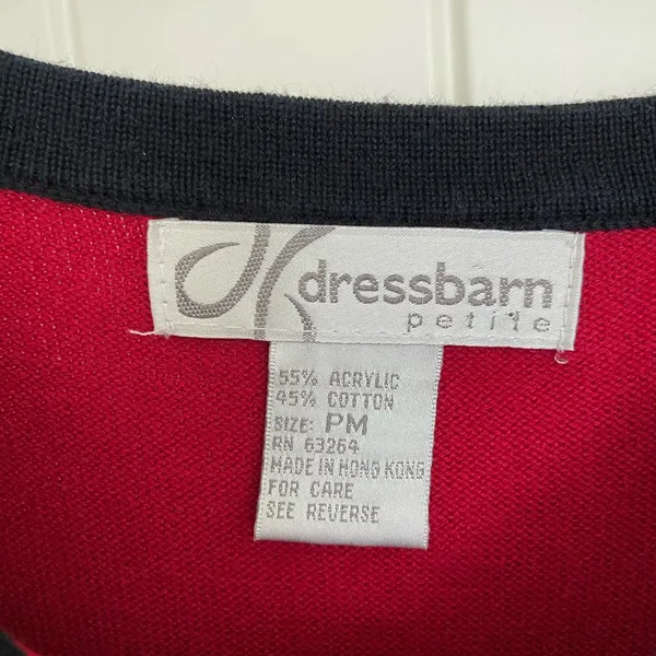 EUC | Dress Barn women’s red‎ black floral beaded sweater vest — petite medium - Image 3