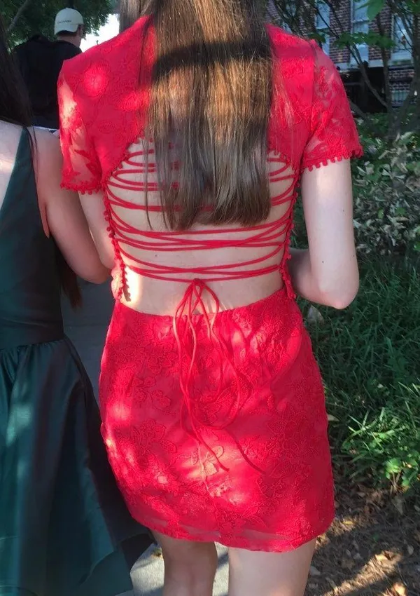 Red Two Piece Mini Dress - Image 3