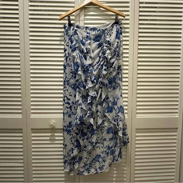 Free People Maxi skirt floral fall style flowy ruffle‎ boho Y2K size 12 - Image 3
