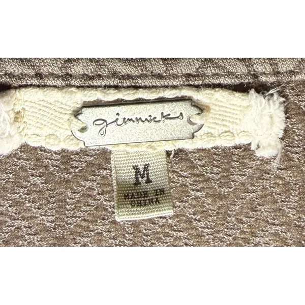 Gimmicks by BKE Women's Brown Herringbone Knit V-Neck Tie Long Sleeve Blouse M - Image 2