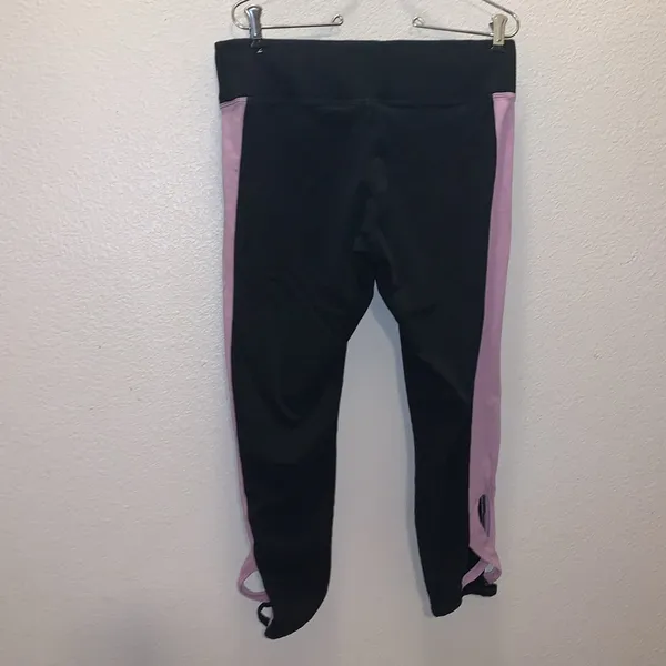 Victoria’s Secret PINK Leggings Elastic Waist Logo detail bottom Pink Black - Image 5