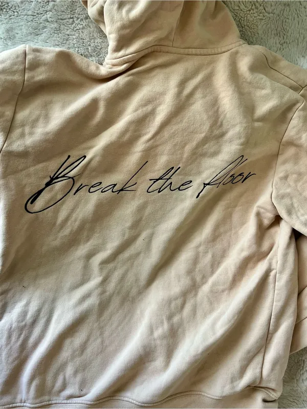 Beige 'Break the Floor' Script Hoodie Tan - Image 3