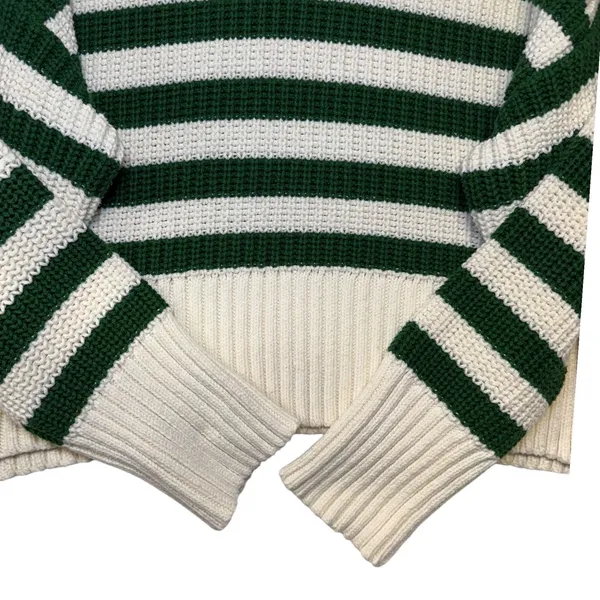 Madewell Womens Wide Ribbed Striped Turtleneck Sweater Small Ivory Green - Image 5