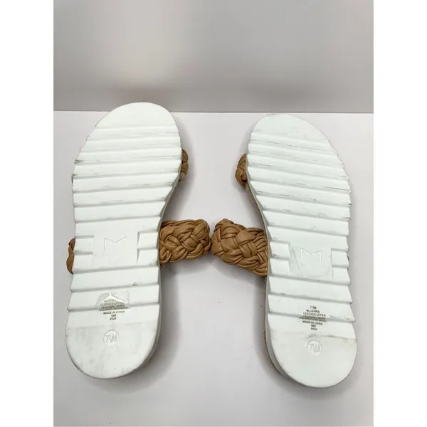 Marc Fisher Sandals Size 7.5‎ Tan Leather Jaimee Espadrille Double Strap - Image 7