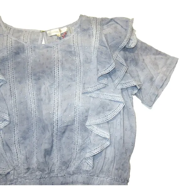 NWT LoveShackFancy Natasha Mini in Washed Denim Hand Dye Ruffle Cotton Dress M - Image 8