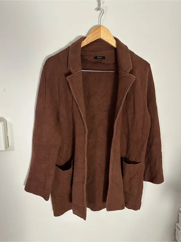 Quince 100% Organic Cotton Knit Blazer cappuccino medium - Image 2