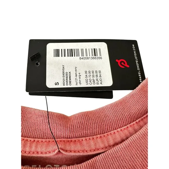 Peloton Everyday Oversized Crewneck Long Sleeve T-Shirt‎ Orange Cotton Small NWT - Image 5