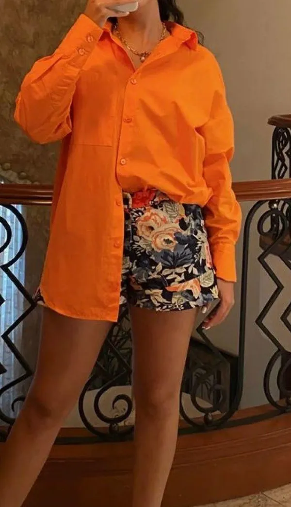 White Fox Orange Button Down Shirt - Image 10